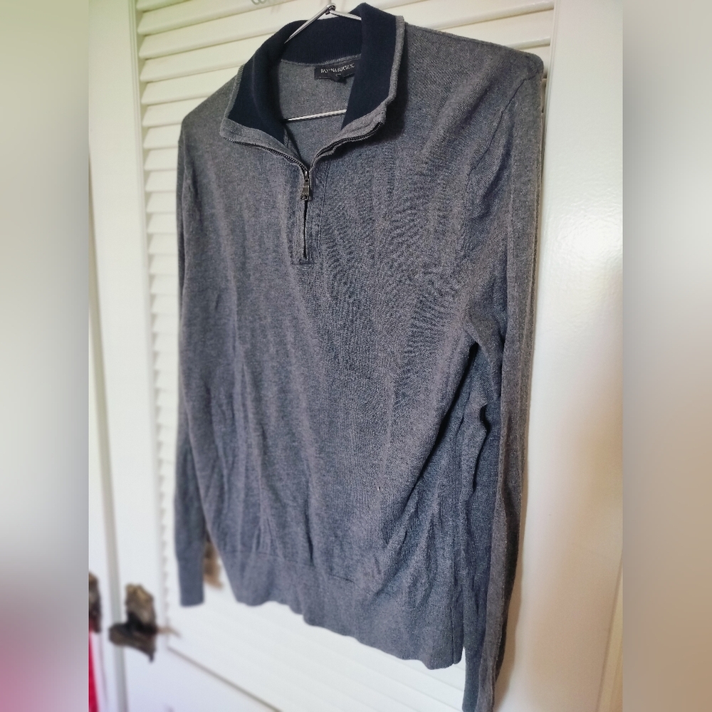 Banana Republic Men's Gray Quarter Zip Pullover Sweater Cotton/Viscose Small